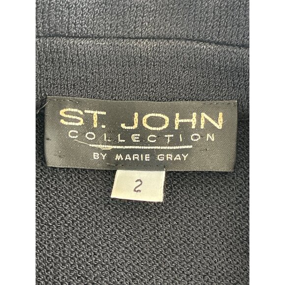 St John Collection by Marie Gray Black Sweater Blazer Vintage Gold Button Size 2 - Picture 5 of 9